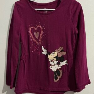 Disney Kids Long Sleeve Tee - Magenta with Minnie Mouse